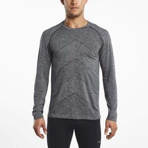 Saucony Mens Grey Dash Ventilated Long Sleeve Athletic Long Sleeve Shirt Size M